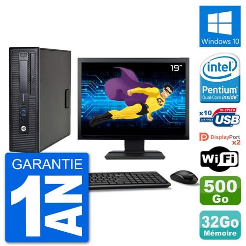 PC HP 800 G1 Ecran 19" Intel G3220 RAM 32Go Disque 500Go Windows 10 Wifi