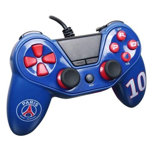 Paris Saint Germain Manette Pro4 Wired Pour Ps4 Ps3 Et Pc Bleu