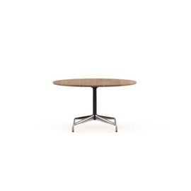 Table Dining Eames Segmented Ronde Ø130 Cm - Noyer Américain Massif, Huilé - Stabilisateur Chromé, Colonne Revêtu Par Poudrage Noir Basic