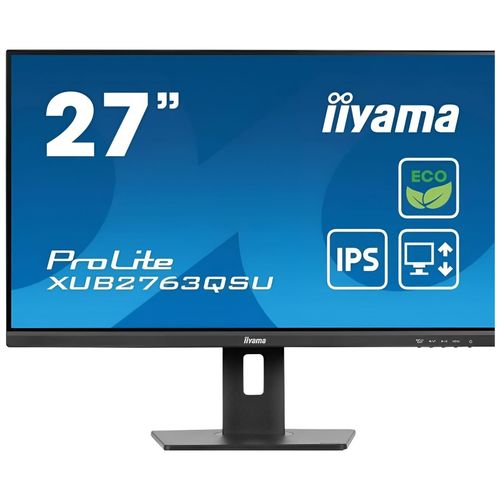 iiyama ProLite XUB2763QSU-B1 - Écran LED - 27" - 2560 x 1440 QHD @ 100 Hz - IPS - 350 cd/m² - 1500:1 - 2 ms - HDMI, DisplayPort - haut-parleurs - noir, mat