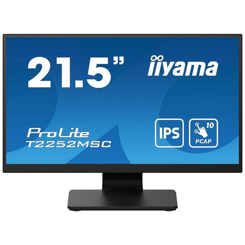 iiyama ProLite T2252MSC-B2 - Écran LED - 22" (21.5" visualisable) - écran tactile - 1920 x 1080 Full HD (1080p) @ 60 Hz - IPS - 250 cd/m² - 1000:1 - 5 ms - HDMI, DisplayPort - haut-parleurs -...