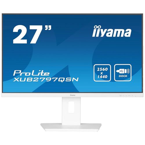 iiyama ProLite XUB2797QSN-W2 - Écran LED - 27" - 2560 x 1440 QHD @ 100 Hz - IPS - 300 cd/m² - 1300:1 - 1 ms - HDMI, DisplayPort, USB-C - haut-parleurs - blanc, mat