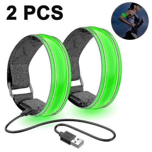 2 Pack Running Light Pour Les Coureurs Rechargeable Led Brassard Réflexif Running Gear, Led Light Up Band Pour Joggers Bikers Walkers