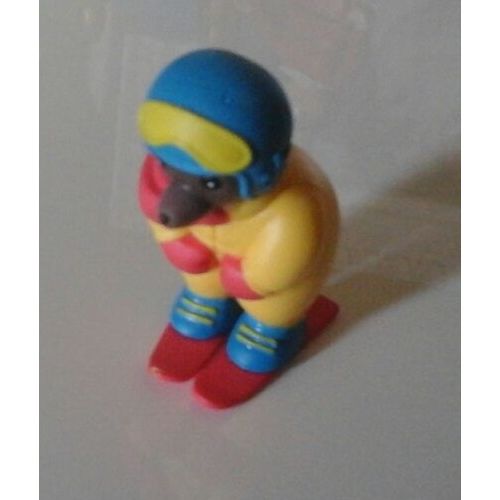 Petit Ours Brun - Tenue De Ski Jaune - Ski Rouge