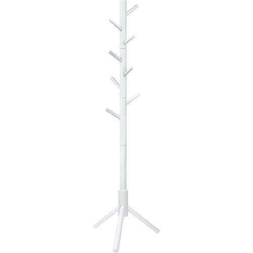 KALANKA-Portemanteau en Bois, Portant à Vêtements avec 8 Crochets, 3 Hauteurs Réglables, Portemanteau sur Pied, Assemblage Facile, Pour Vêtements, Chapeaux, Salon, Entrée, Chambre, Bureau (Blanc)