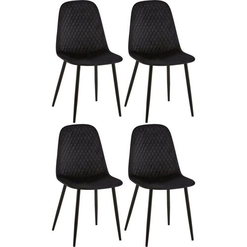 Lot De 4 Chaises De Salle À Manger Giverny Avec Piètement En Métal Noir Noir /velours