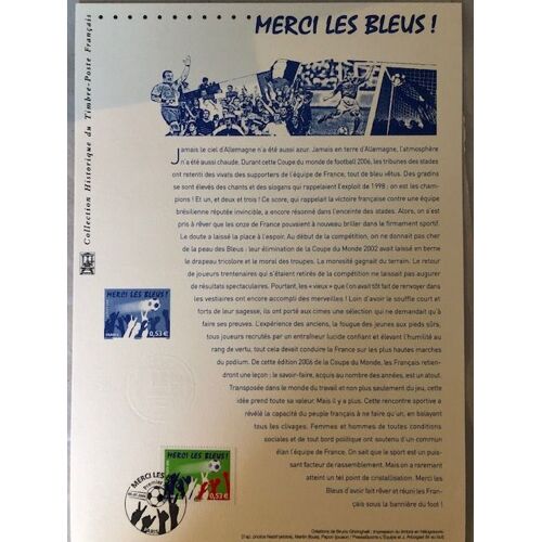 Collection Historique Du Timbre Poste Francais Merci Les Bleus 05/07/2006 (1er Jour)