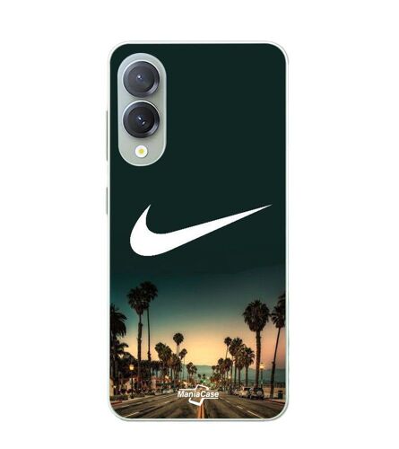 Coque Pour Samsung Galaxy S25 Edge Nike Logo Arrière-Plan Palmiers De Californie La Nuit