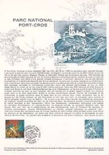 Document Philatelique Officiel N°20-78 Parc National Port-Cros 15/04/1978 (1er Jour)