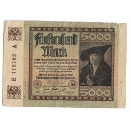 Billet Allemagne 5000 Deutsche Mark - 1922 - N° E 115762 A
