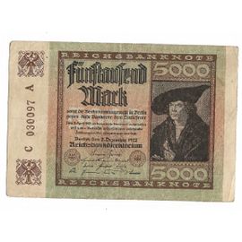 Billet Allemagne - 5000 Deutsche Mark - 1922 - N° C 030097 A