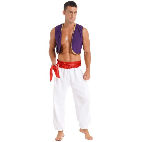 Costume De Prince Arabe Aladin Pour Homme,Déguisement Cosplay,Gilet,Pantalon Sarouel Trempé,Ixà Thème D'halloween,Tenues D'anterie De Carnaval