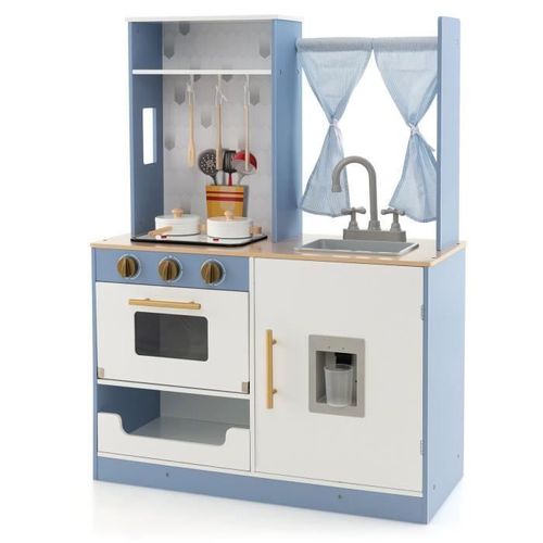 Cuisine Enfant - Costway - Bleu - Effet Sons Et Lumières - 6 Accessoires