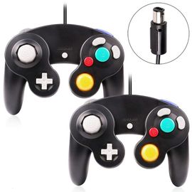 2 x Manettes Noires pour Console Gamecube - Filaire Classique Manette contrôleur pour Nintendo Gamecube GC & Wii / Effet de Vibrations - Noir