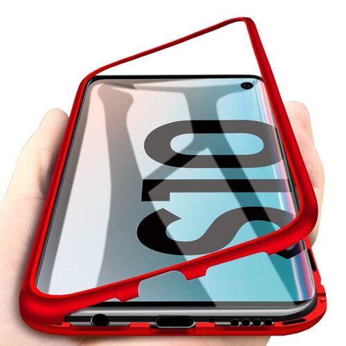 Coque pour Samsung Galaxy S10 - Coque Magnetique Rouge Housse Etui 360 Integral Full Protection Metal Vitre Arriere Ultra Resistant [Phonillico]