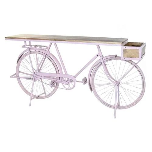 Console Bicyclette 180 X 41 X 94 Cm Rose Clair Fer Bois De Manguier