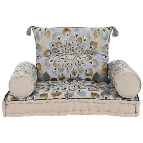 Fauteuil De Jardin - Dkd Home Decor - Double - 2 Places - Coton - Bleu/Beige