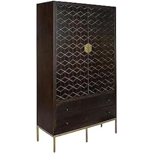 Armoire - Dkd Home Decor - Noir - 100x40x175 Cm - 2 Portes - Métal Acacia