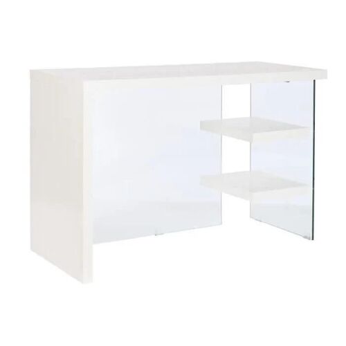 bureau blanc transparent verre bois mdf 120 x 50 x 76 cm
