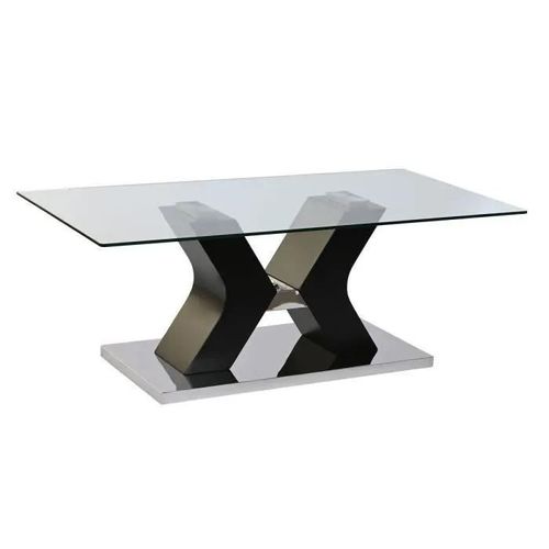 Table Basse - Verre Trempé - Bois Mdf - Blanc