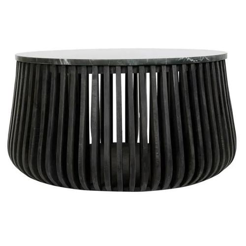 Table Basse - Scandi - Noir - Marbre - Bois De Manguier