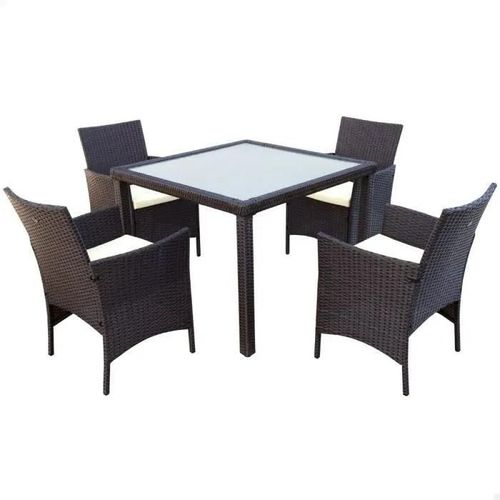 Ensemble Table + 4 Chaises Aktive - Blanc - Rectangulaire - Métal