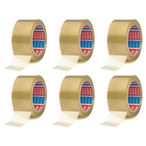 Lot de 6 Rubans adhésif d emballage Acrylic Silencieux 4024 en PP 50 mm x 66 m Transparent