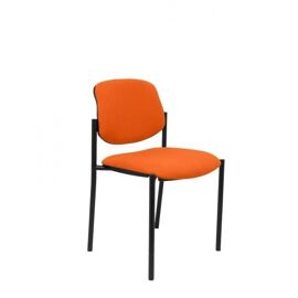 Chaise confidentielle avec 4 pieds et structure noire - Assise et dossier rembourrés en tissu BALI orange PIQUERAS Y CRESPO Modèle