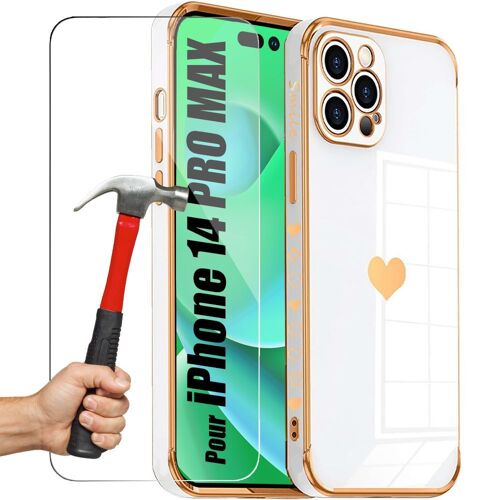 Coque Tpu Pour Iphone 14 Pro Max Blanc Motif CUr + 2 Verres Trempes Protection - E.F.Connection