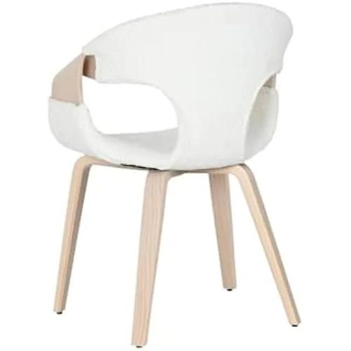 Home Esprit Chaise De Salle À Manger Blanche En Polyester Et Bois 55,5 X 67,5 X 80,5 Cm