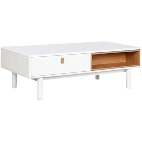 Table Basse - Home Esprit - Rectangulaire - Blanc - 120 X 60 X 40 Cm - Montage Facile