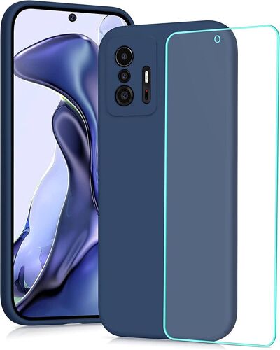 Coque et 2 Verres Trempes pour Xiaomi 11T Pro, Protection TPU Bleu Marine - E.F.Connection