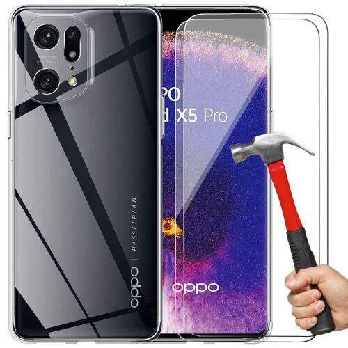 Coque Silicone pour OPPO Find X5 Pro + 2 Verres Trempes Protection Transparente - E.F.Connection