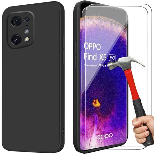Coque pour OPPO Find X5 Antichoc Decoupage Precis Noir + 2 Verres Trempes - E.F.Connection