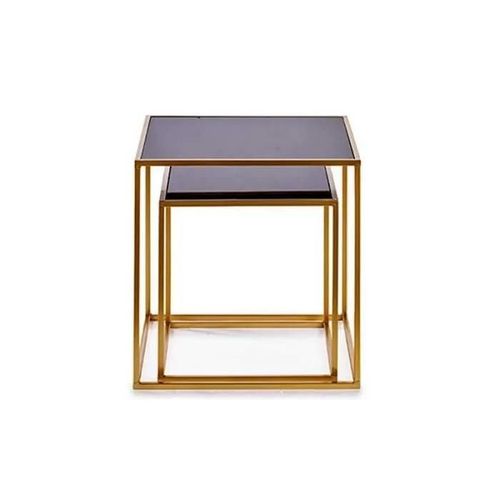 Set De 2 Tables Basses Carrées Gigognes En Métal Noir Et Doré - Wadiga
