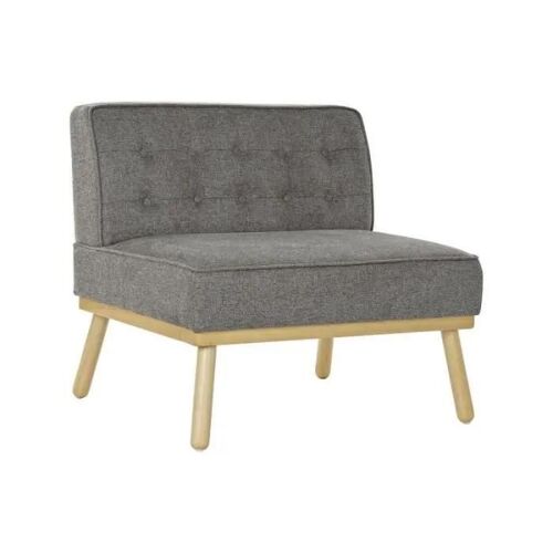 Fauteuil Thyann Bois Marron Lin Gris foncé (80 x 66 x 72 cm)