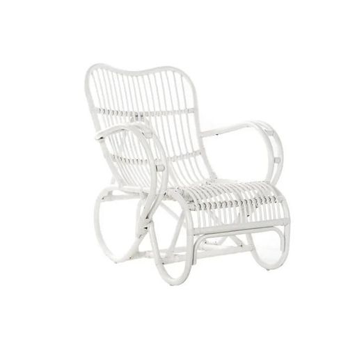Fauteuil En Rotin Blanc - Couleur:Blanc - 75 X 85 X 85 Cm