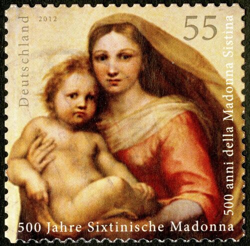 Timbre Oblitéré Deutschland, 500 Jahre Sixtinische Madonna, 2012, 55