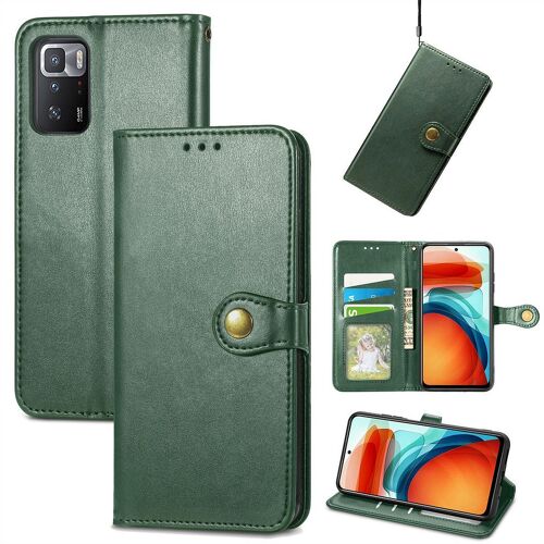 Saturcase Coque Pour Xiaomi Poco X3 Gt, Premium Pu Cuir Flip Fermoir Magnétique Rond Portefeuille Support Protecteur Housse Étui Avec Dragonne Pour Xiaomi Poco X3 Gt (Vert)