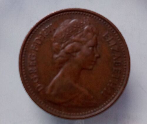 United Kingdom 1 New Penny, 1971 , Original Elizabeth Ii D G Reg F D 1971 Rare
