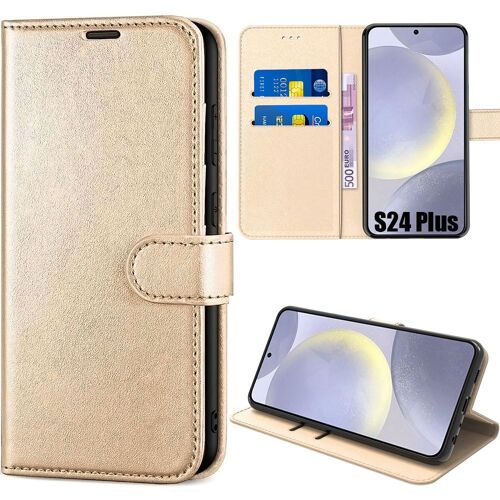 Coque Pour Samsung Galaxy S24 Plus (S24+), Fermeture Magnétique Protection Effet Cuir Élégant Doré - E.F.Connection