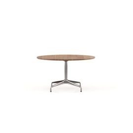 Table Dining Eames Segmented Ronde Ø130 Cm - Noyer Américain Massif, Huilé - Chrome Brillant