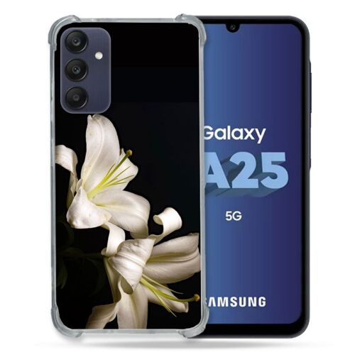 Coque Renforcée Pour Samsung Galaxy A25 5g Fleur Lys Noir