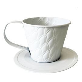 Cache Pot En Métal Blanc En Forme De Tasse
