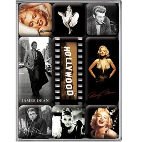 Lot de 9 mini-magnets Hollywood