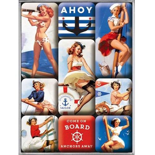 Boite de 9 mini-magnets Pin-up