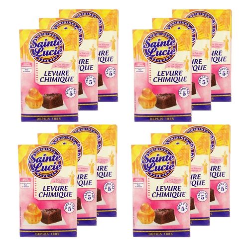 Lot 12x Levure Chimique - Sainte Lucie - 5 Sachets 10g