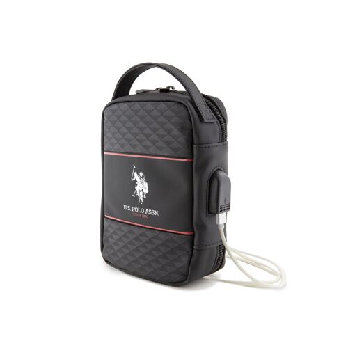 Sacoche de voyage avec port USB Modèle Middle Stripe U.S Polo Noir