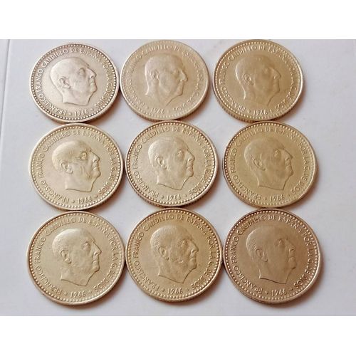 9 Piezas 1 Peseta España 1966 (Francisco Franco) Estrella 67-68-69-70-71-72-73-74-75.