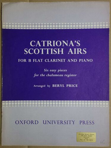 Catriona's Scottish Airs : Six Easy Pieces For B Flat Clarinet And Piano - Beryl Price - Partition -
